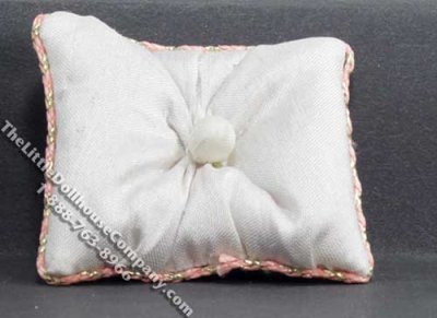 (image for) Dollhouse Scale Model White Pillow w/Gold Braid