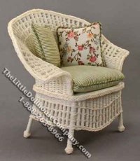 (image for) Miniature White Wicker Chair for Dollhouses