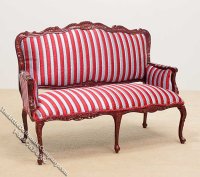 (image for) Miniature Mahogany Striped Sofa for Dollhouses