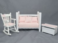(image for) Miniature Pink Gingham Nursery Set for Dollhouses (3pc)
