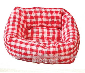 (image for) Dollhouse Scale Dog Bed, Red & White Checker pattern