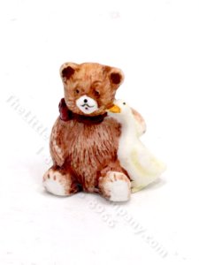 (image for) Miniature Teddy Bear and Duck Figurine for Dollhouses