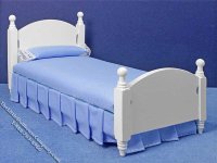 (image for) Miniature Single White Bed for Dollhouses