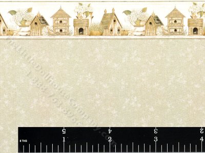 (image for) Cottage Bird Houses Pattern Miniature Wallpaper for Dollhouses