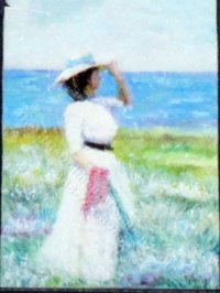 (image for) Miniature Woman Looking Out to Sea Painting by Larry Morganti