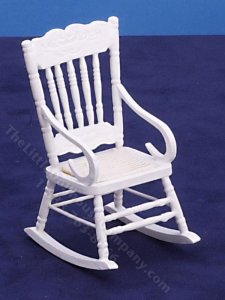 (image for) Miniature White Rocking Chair for Dollhouses