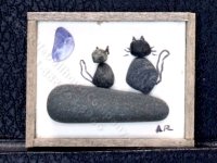 (image for) Dollhouse Miniature Two Cats Pebble Art by Amy Robinson