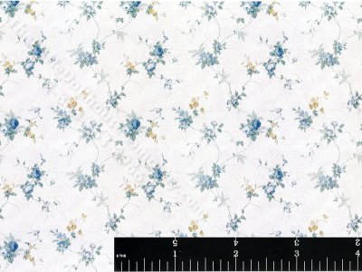 (image for) Blue and Grey Floral Pattern Wallpaper for Dollhouses
