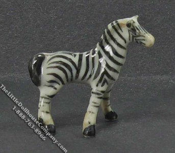 (image for) Miniature Porcelain Zebra Statuette for Dollhouses