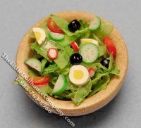 (image for) Dollhouse Scale Model Salad in a Wooden Bowl