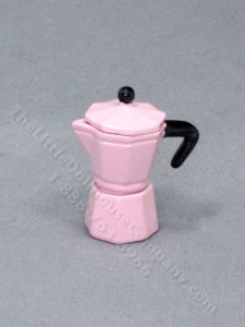 (image for) Miniature Pink Three Piece Metal Coffee Pot For Dollhouses