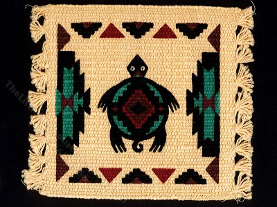 (image for) Dollhouse Scale Model Woven Turtle Design Rug