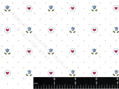 (image for) Flowers and Hearts Miniature Wallpaper for Dollhouses