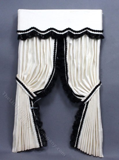 (image for) Miniature Cream Drapes and Valance for Dollhouses