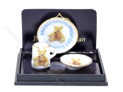 (image for) Miniature Alphabet Bear Breakfast Set for Dollhouses