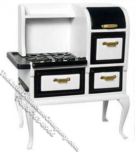 (image for) Miniature 1920's Pennsylvania Dutch Stove White for Dollhouses