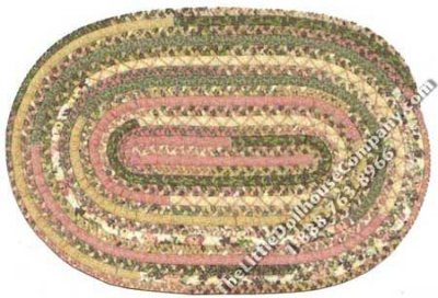 (image for) Miniature Pink and Green Braid Oval Rug for Dollhouses
