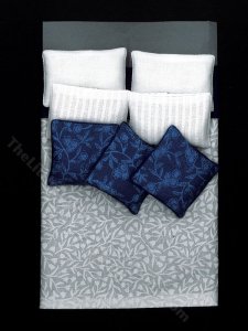 (image for) Miniature Double White Tulip/Navy Bedding Set