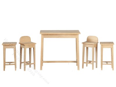 (image for) Miniature Unfinished High Kitchen Table Set for Dollhouses