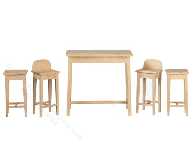 (image for) Miniature Unfinished High Kitchen Table Set for Dollhouses