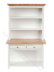 (image for) Miniature White/Oak Hutch for Dollhouses