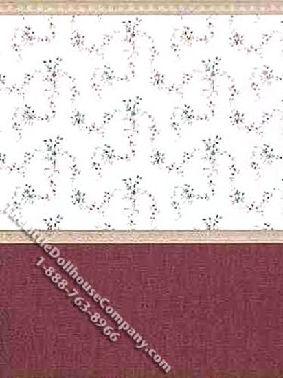 (image for) Miniature 3 pc. Floral Wallpaper With Red Wainscotting Set