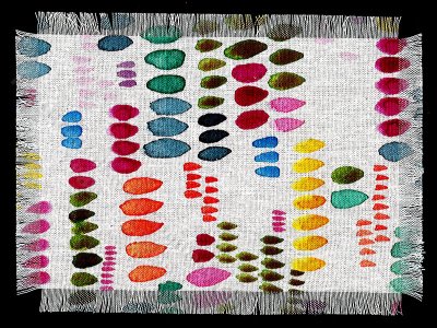 (image for) Miniature White Rug with Colourful Dots for Dollhouses