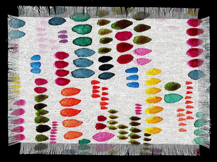(image for) Miniature White Rug with Colourful Dots for Dollhouses