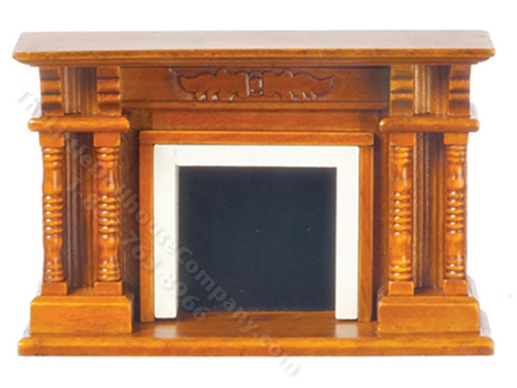 (image for) Miniature Walnut Fireplace for Dollhouses