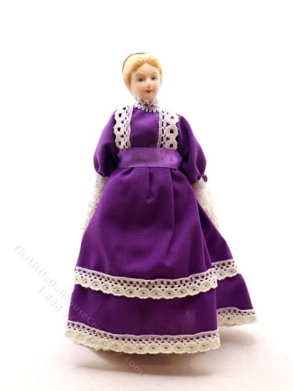 (image for) Victorian Mother in Purple Lace Gown Doll