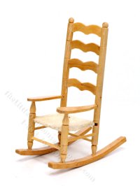 (image for) Miniature Oak Ladderback Rocker for Dollhouses
