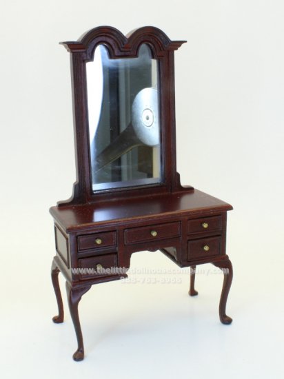 (image for) Miniature Mirrored Vanity in Mahogany for Dollhouses