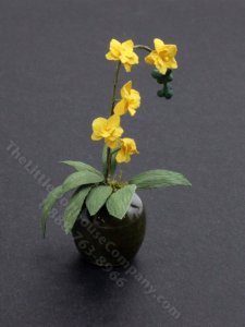 (image for) Dollhouse Miniature Yellow Orchids in a Pot