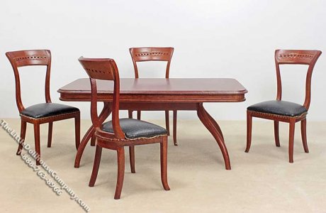 (image for) Miniature 5 Piece Walnut Dining Room Set for Dollhouses