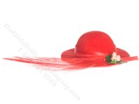 (image for) Miniature Lady's Red Feather Hat for Dollhouses