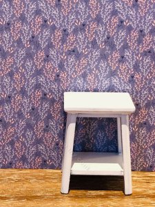 (image for) Dollhouse Scale Model Wallpaper - Purple Floral - 3pc Set