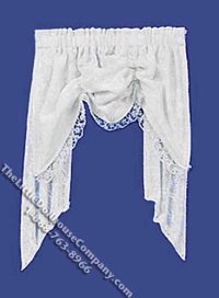 (image for) Miniature White Leaves Country Balloon Curtain for Dollhouses