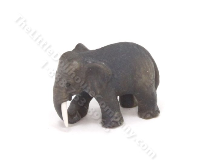 Miniature Ceramic Gray Elephant Figurine for Dollhouses [ACH 353] The
