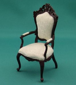 (image for) Dollhouse Miniature Armchair - Mahogany