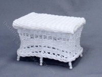 (image for) Miniature White Wicker Coffee Table for Dollhouses