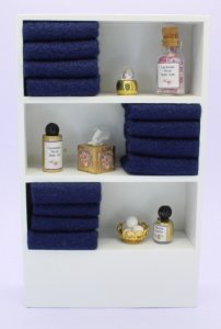(image for) Miniature Bathroom Shelf Unit with Navy Blue Towels