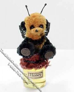 (image for) Dollhouse Scale Model "Bee-Bear" Sitting on Honey Pot