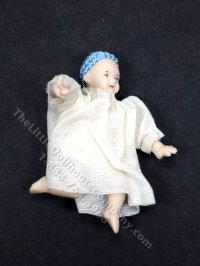 (image for) Miniature Porcelain Baby Doll with Blue Cap