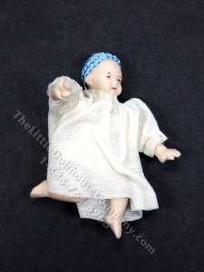 (image for) Miniature Porcelain Baby Doll with Blue Cap