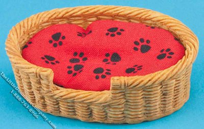 (image for) Miniature Oval Dog Basket Bed for Dollhouses