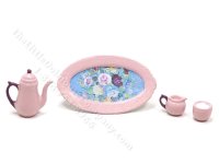 (image for) Miniature 4 Piece Coffee Set for Dollhouses - Pink