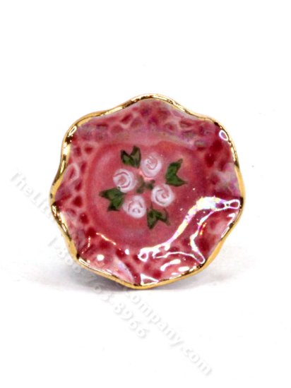 (image for) Miniature Porcelain Rose Plate for Dollhouses