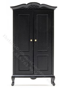 (image for) Miniature Black Wardrobe for Dollhouses