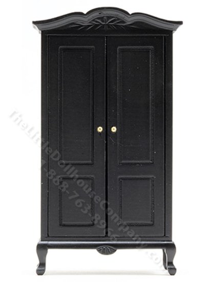 (image for) Miniature Black Wardrobe for Dollhouses