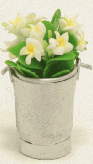 (image for) Miniature White Lilies in Silver Bucket